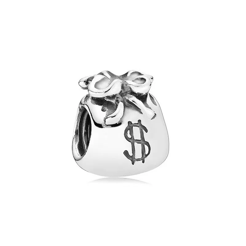

Black Drawstring Small Cloth Bag Charm Bead 925 Sterling Silver Fit Original Pandora Bracelet DIY Jewelry Gift