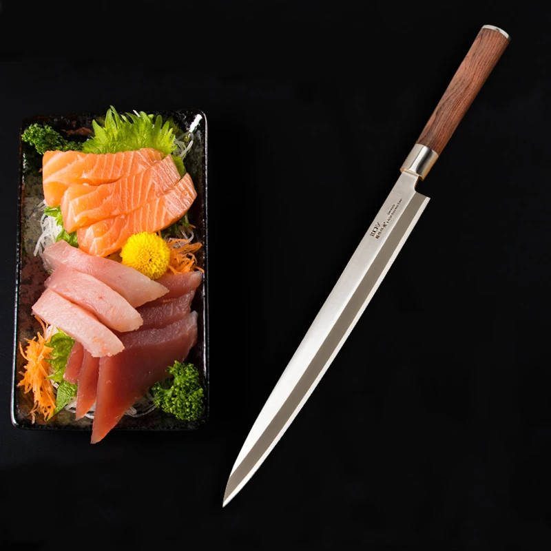 

9.5inch Japanese Fish Filleting Cooking Sashimi Yanagiba Left Hand Knife Sushi With Wood Handle Good Balance