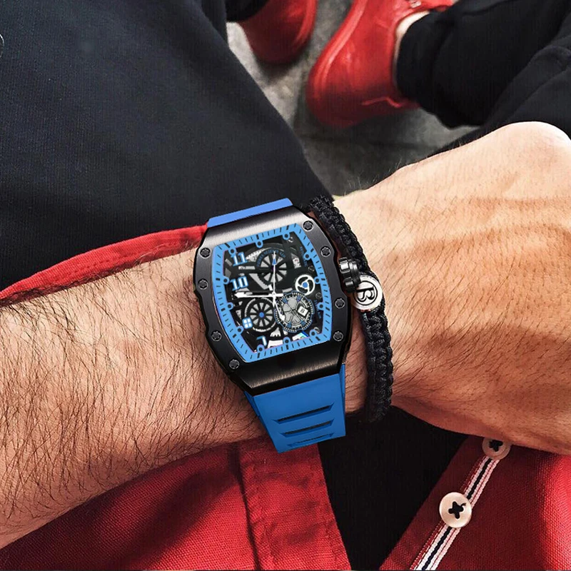 Men's Watch Sports Brand Fashion Trend Fully Automatic Quartz Wristwatch Hollow Waterproof Black Warrior Male Clock Watches - 6