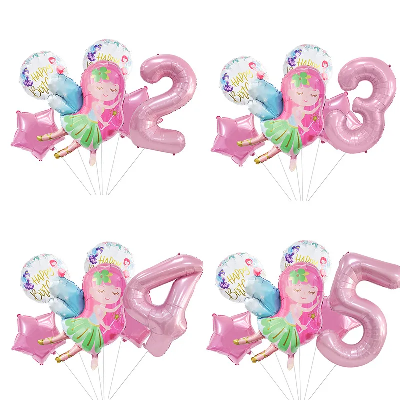

Cute Elf Fairy Balloon Pink Number Balloon Princess Girl Birthday Baloon Happy Girl 1st 2nd 3rd Birthday Balon Babyshower Kids