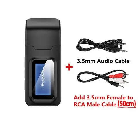 

Wireless Adapter for PC TV Car Headphones Bluetooth 5.0 Audio Transmitter Receiver LCD Display 3.5MM 3.5 AUX Jack RCA Stereo USB
