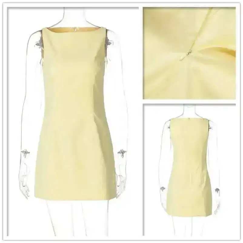 Avrilyaan doppio strato tessuto corto sottile vestito Sexy donna 2024 elegante vestito da partito senza maniche aderente Mini abito estivo Vestidos 6