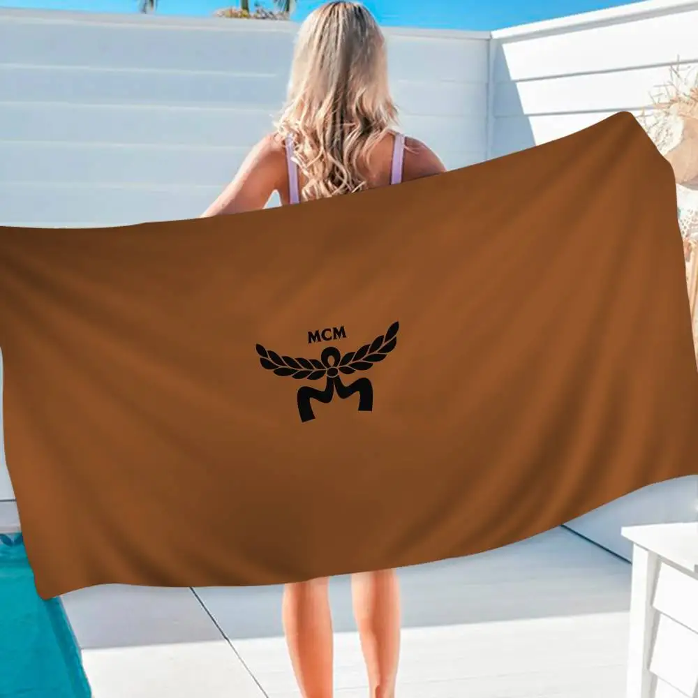 Fashion M-MCM Logo Microfiber Blanket Quick Drying Beach Towels Oversized Printing Super Absorbent Pool Towel Blanket