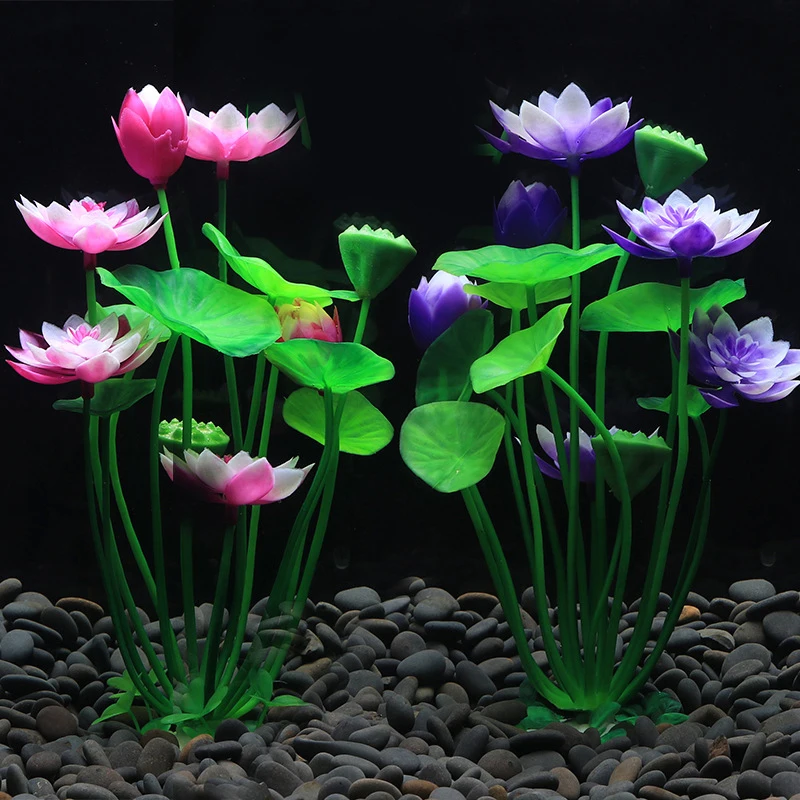 Aquarium Artificial Lotus Plants Decoration Fish Tank Landscaping Water Grass Ornaments Aquatic Simulated Flower Plant Supplies fish tank ornaments mini landscape ornaments artificial plants artificial aquarium plants fish tank decorations aquarium ornaments