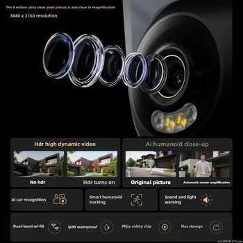 Xiaomi 4K Smart Outdoor Camera 4 - 8MP, riconoscimento AI di persone/veicoli, tracciamento, Wi-Fi 6