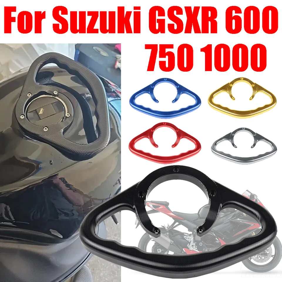 Motorfiets Brandstoftank Grab Bar Passagier Armsteun Achter Handvat Grip voor Suzuki GSXR 600 750 1000 1300 2003-2018 CNC Aluminium Rijveiligheid Accessoires (Blauw
