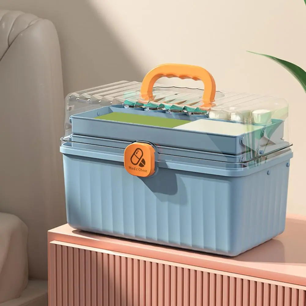 

Sealed Storage Box Sealed Pill Case Three Layer Capacity Pill Storage Box with Handle Transparent Lid Design for Medication