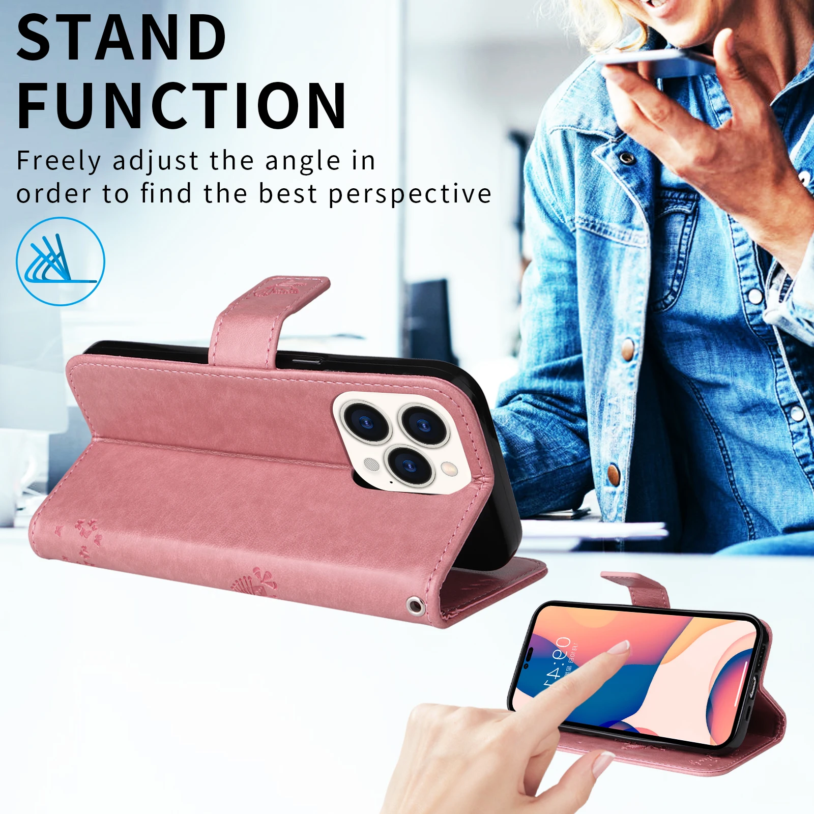 Leather Flip Wallet Phone Case - Universal Fit