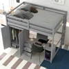 4-in-1 Full Size Loft Bed with 2 Large Drawers Wardrobe, Desk and Storage Drawers,Modern Style Daybed,Children Bed Boys Bed Gray 1