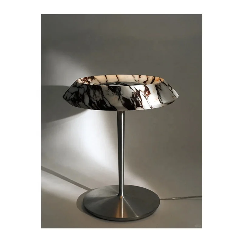 

Nature Stone Modern Design Home Bedside Lamp Calacatta Viola Marble Table Lamp