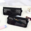 Mesh Cosmetic Makeup Bags Case Holder Cute Transparent Zipper Black Heart Printed Pencil Pen Case Pouch Convenient To Carry 3