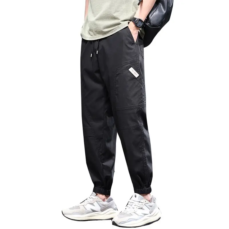 2023 Autumn Winter KPOP Fashion Style Harajuku Slim Fit Trousers Loose Casual All Match Leggings Solid Pockets Man Cargo Pants