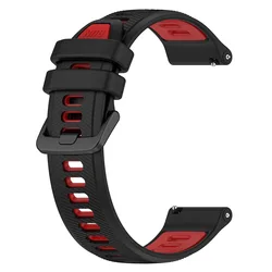 Two-Tone Silicone Watch Strap Replacement - Durable Sport Band for 20mm Universal (Black Red)