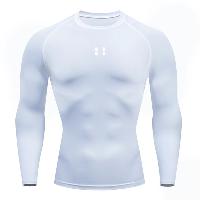 Herren Kompressions-Langarmshirt Schnelltrocknend Muskel-Fit Sportoberteil für Workout Training Bodybuilding Laufen Fitness Sport – Detail 9