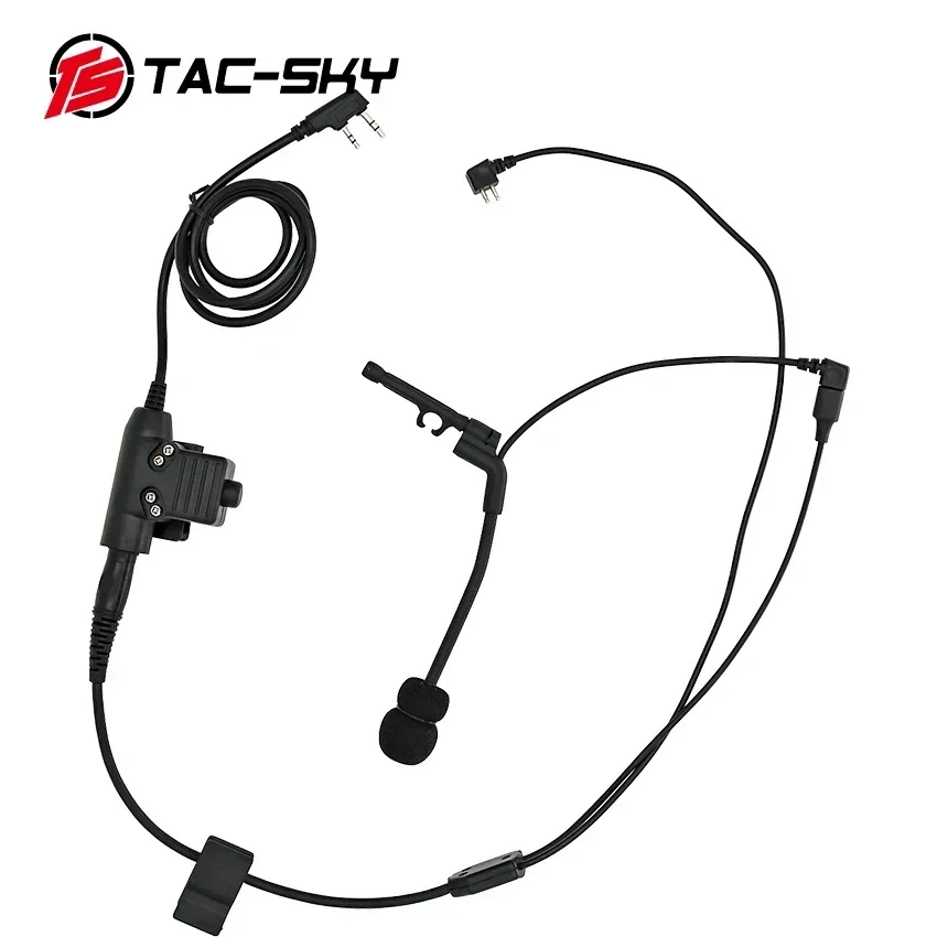 TS TAC-SKY Tactical Headset Y-line Long Version Accessory with U94 Ptt and Microphone Kit for Pelto Comtac Shooting Headset
