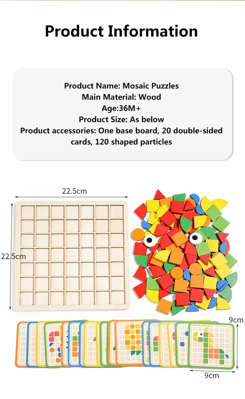 Wooden Mosaic Geometric Pattern Building Blocks Puzzle Set_voghion.com