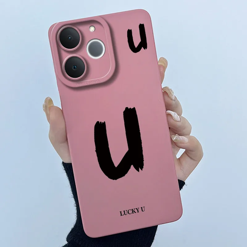 Cute Initial Letters Shockproof Soft Silicone Phone Case Cover Bumper
