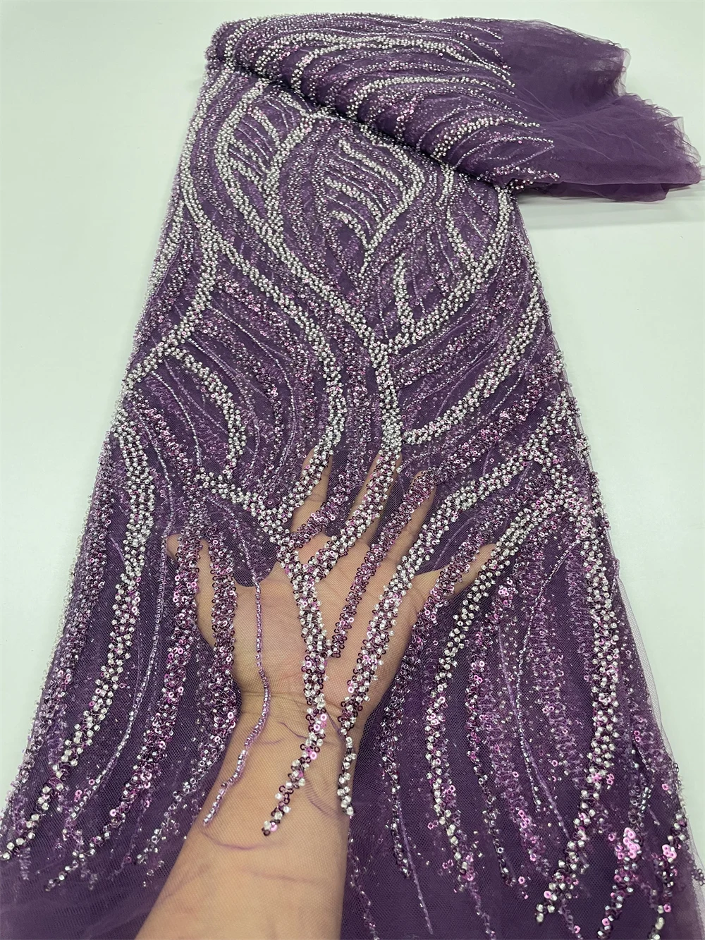 

Новинка 2023 г., великолепные африканские бусины ручной работы, кружева, ткани, роскошная нигерийская Яркая Ткань для пошива платья QF0836