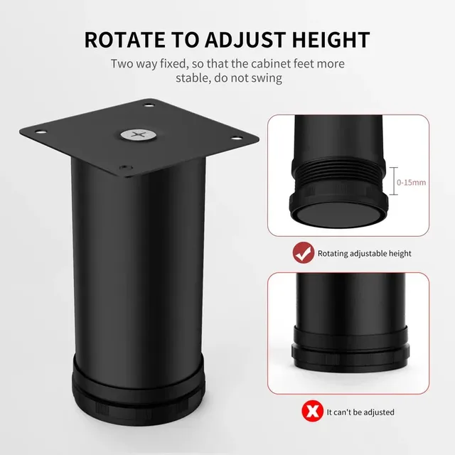 4-Pack Adjustable Stainless Steel Furniture Legs (5-30cm) - for Cabinets, Tables, Sofa & More