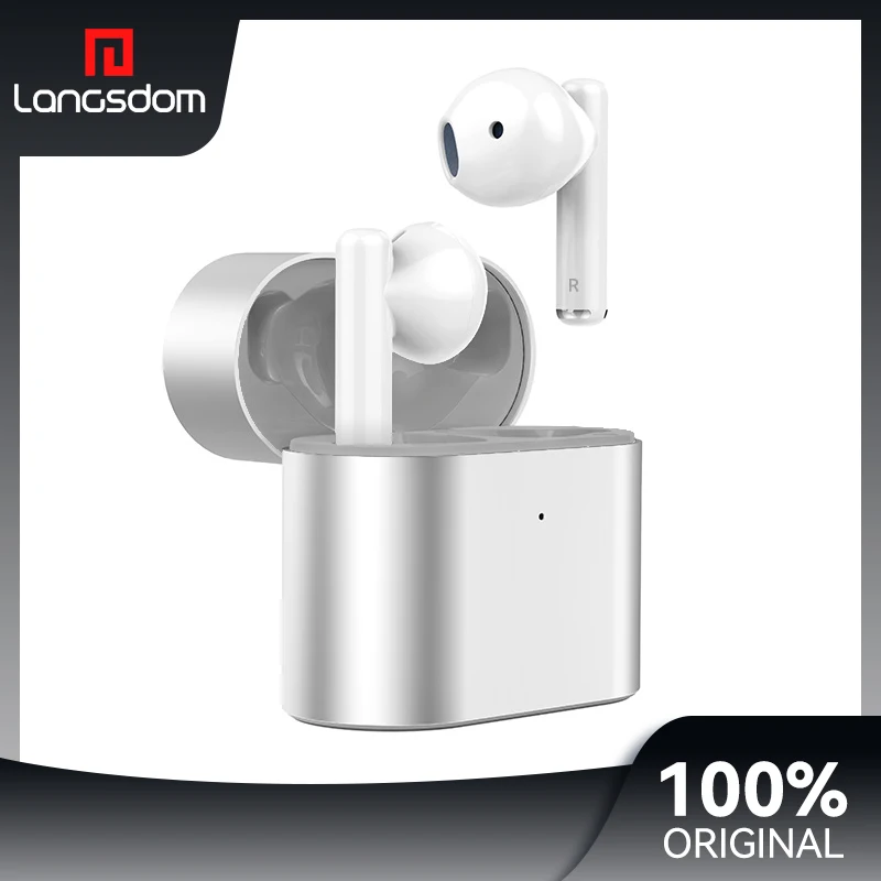 

Langsdom TN24 Mini Earbuds Tws Headphones with Metal Charging Box Wireless Bluetooth Earphones Music and Game mode