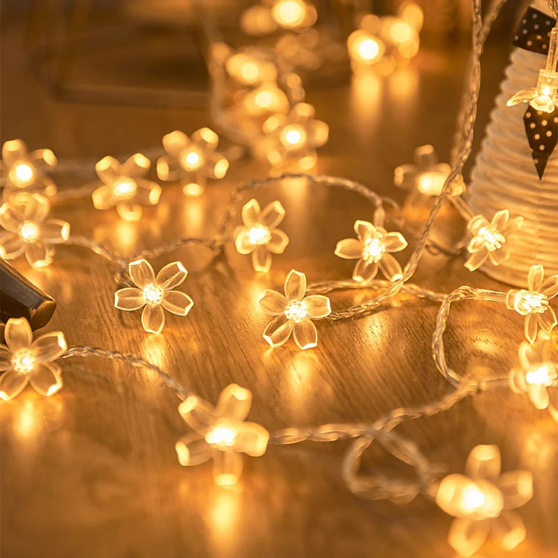 

Battery Powered LED Cherry Blossom Garland Lights Fairy String Outdoor Lamp Holiday Christmas Wedding Party Decoration navidad