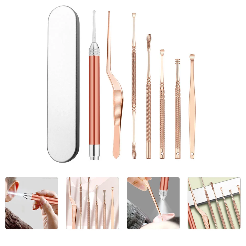 1 Set of Portable Durable Useful Glowing Ear Scoops Visual Ear Cleaners