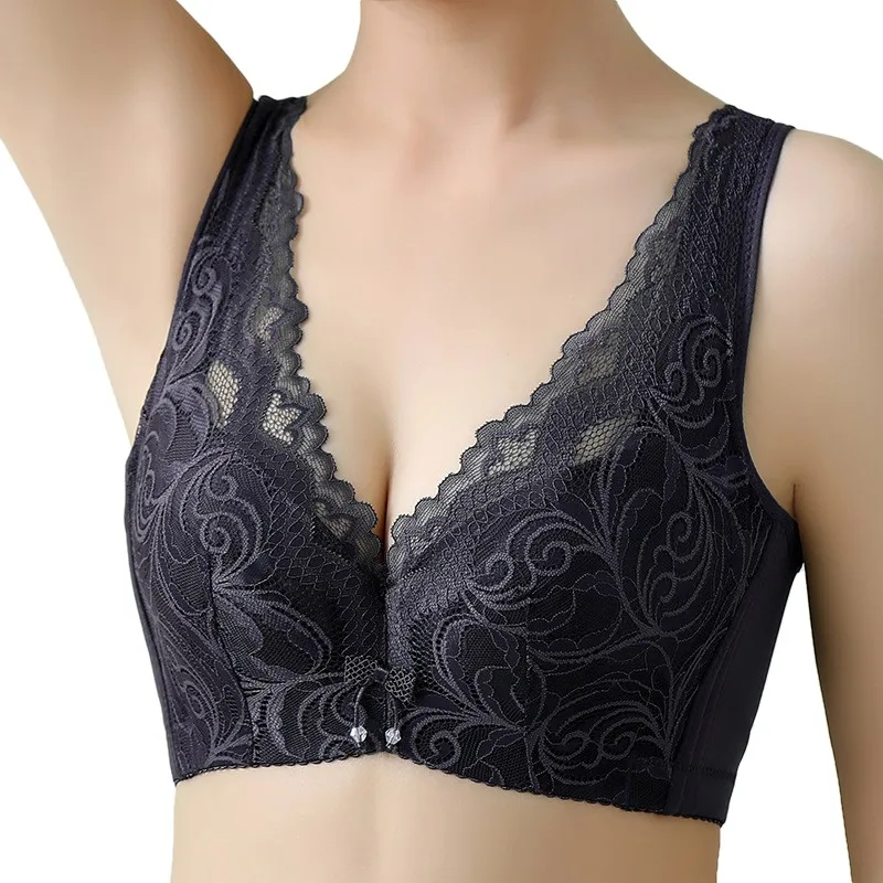 

Однотонное нижнее белье со стальными кольцами и широкими лямками, женский тонкий бюстгальтер с мягкой чашкой для крупных и крупных груди