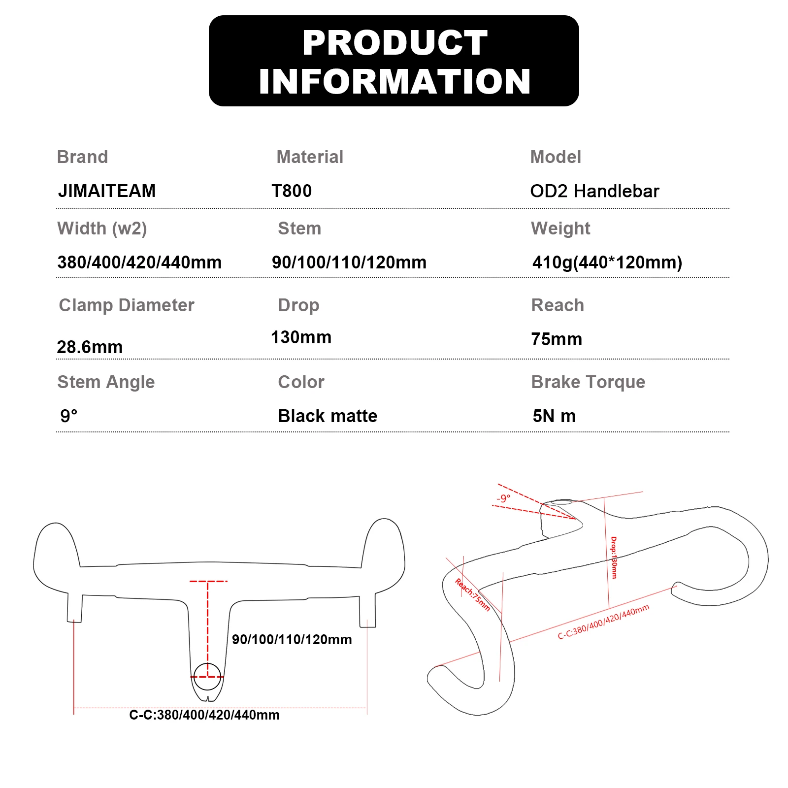 Description Picture 6 of itemIntegrated T800 Carbon Handlebar OD2 28.6/31.8mm Road Bicycle Drop Handle Bar Internal Routing Racing Bike Handlebars Di2 Matt