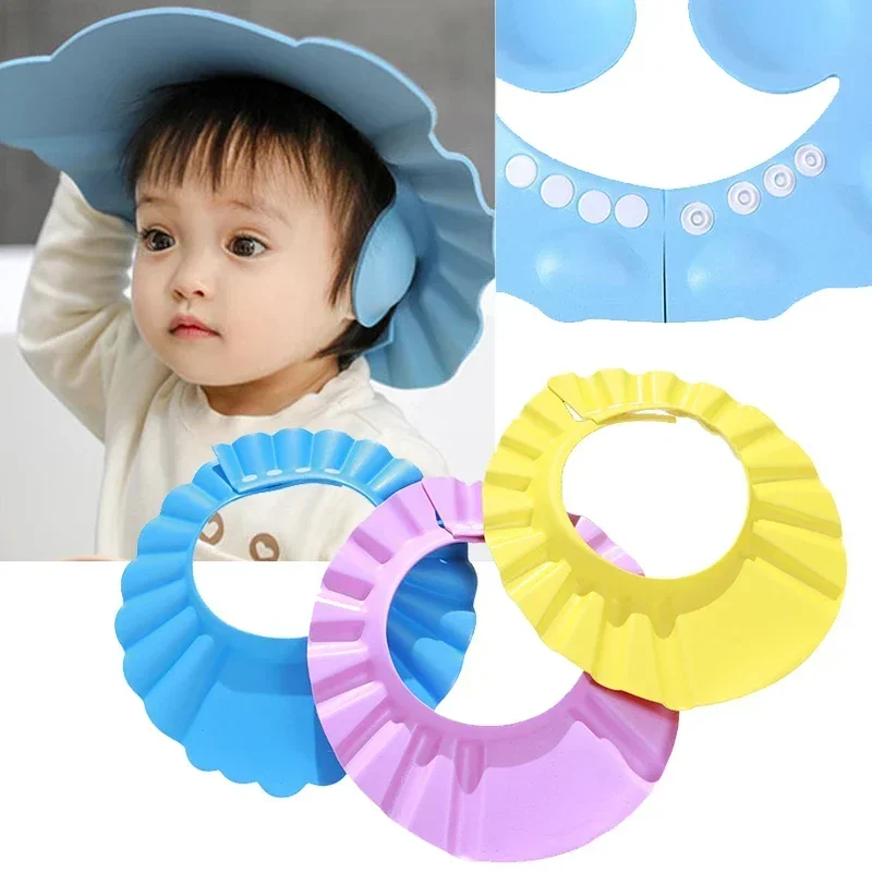 Baby Swim Shower Cap Bath Shampoo Eye Protection Head Water Cover Baby Care Wash Hair Adjustable Shower Cap For 0-6 Years Kids