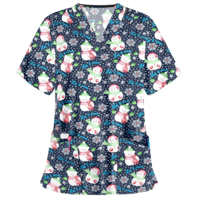 Nurse Scrubs for Women Print Cute Graphics V-Neck Short Sleeve