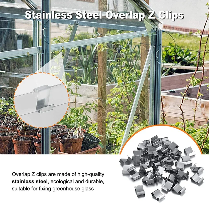 50 Galvanized Wire "W" Greenhouse Glass Pane Fixing Replacement Glazing Clips 