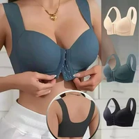 Soutien-gorge sans couture grande taille pour femme, style gilet à boutons sur le devant, bonnets fixes, confortable toute la journée, sous-vêtement amincissant la poitrine 2