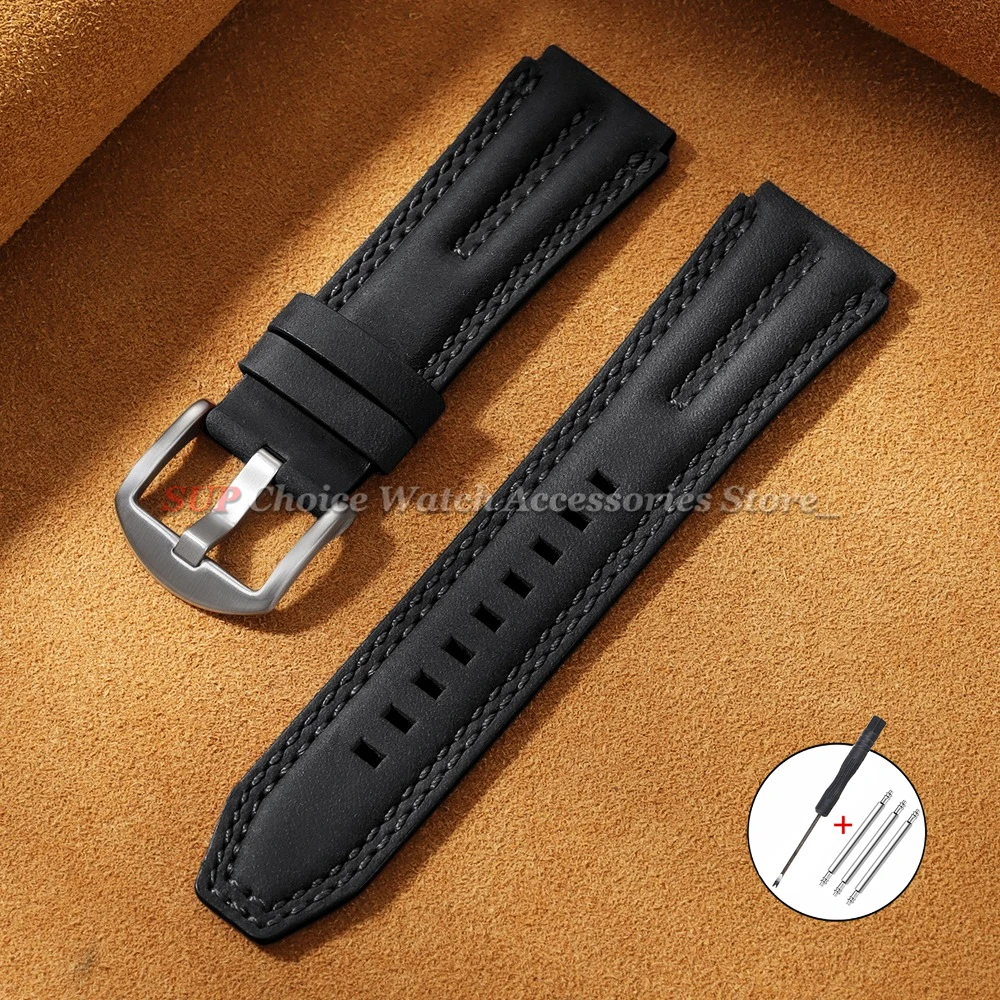Genuine Crazy Horse Leather Watch Band 22mm - Rugged Cowhide Strap