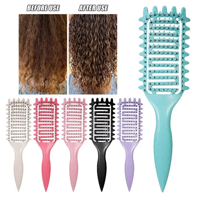 Brosse de coiffure 3 en 1 pour boucles, brosse à cheveux démêlante ajourée, peigne à cheveux emmêlé, façonnant la définition des boucles, outils de coiffure 1