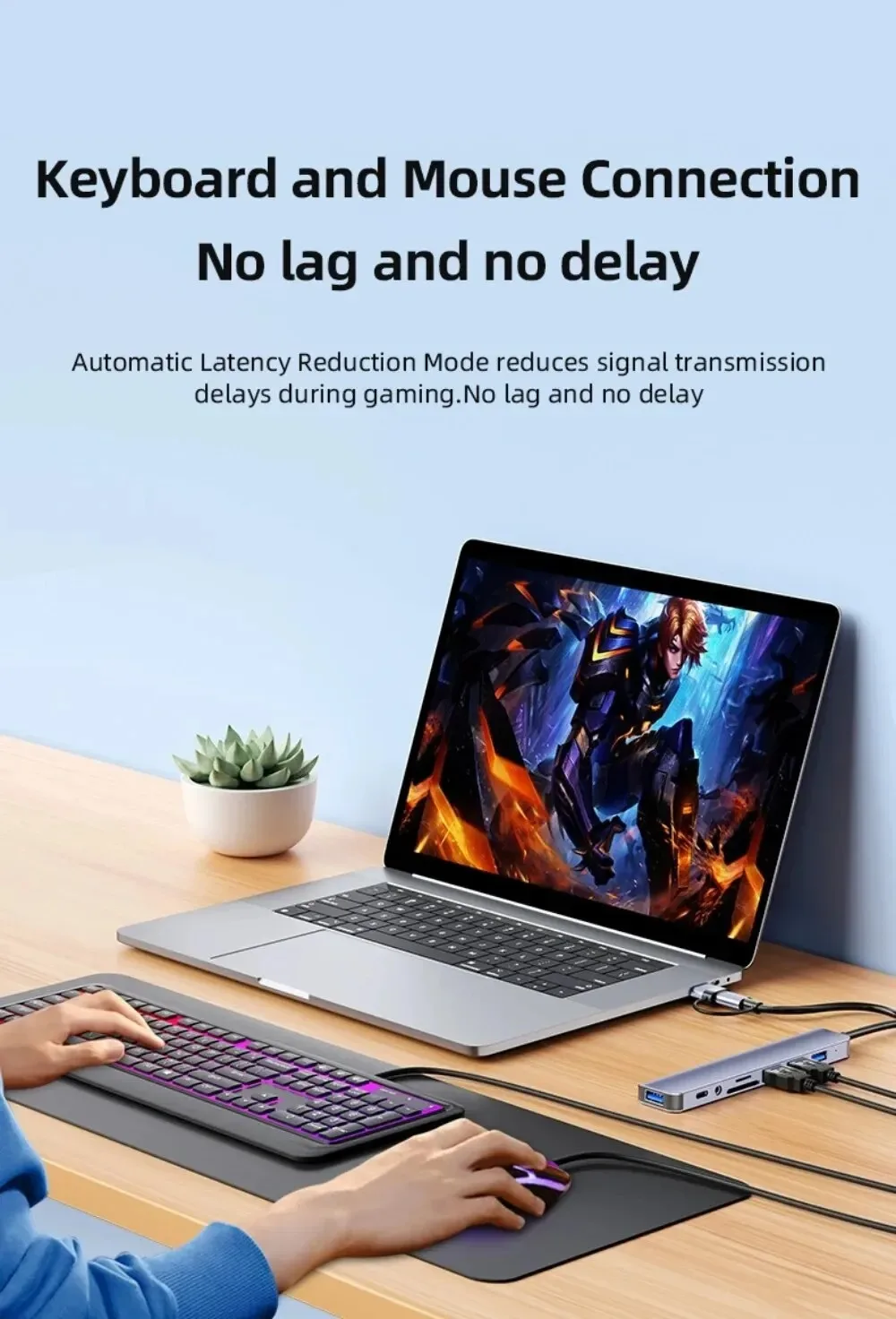 Hub USB C 8 Em 1 Herfair - Com 4 Portas USB, Leitor De Cartão E Áudio, Para MacBook, IPad, Laptops