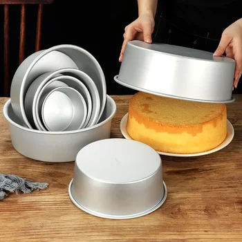4-12 pollici di Alluminio Rotondo Torta Bakeware fondo solido Torta di Chiffon muore per la lega di alluminio Cottura Domestica torta stampo pan torta latta 1