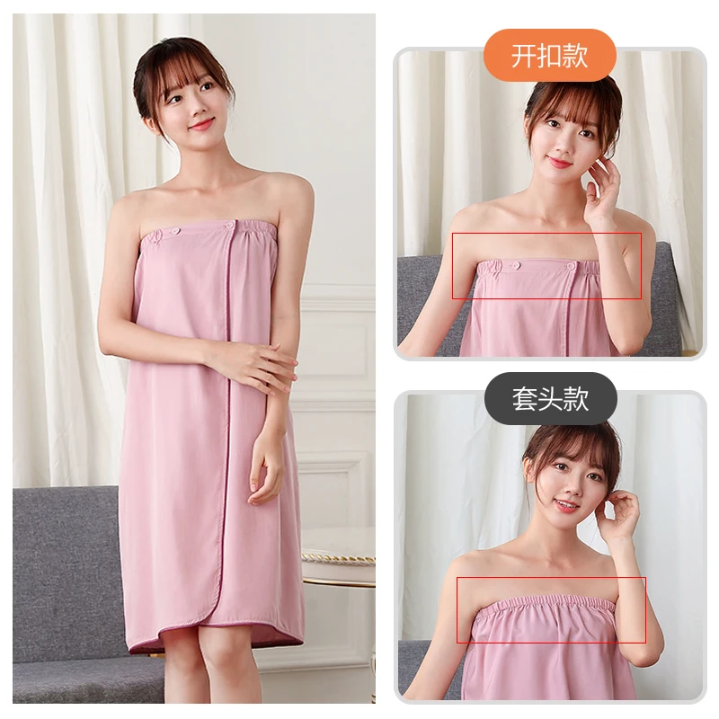 Wearable Cotton Bathrobe for Women, Shower Soft Bath Towel for Adults, Home Beauty Salon, Sweat Sauna Towels, Bathroom 3