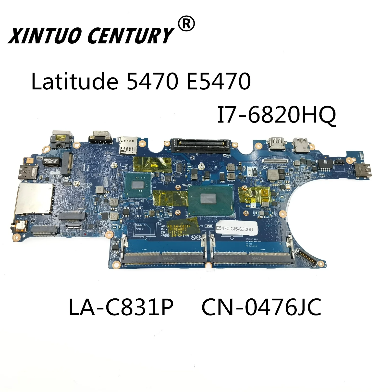 

Материнская плата для Dell Latitude E5470 LA-C831P 0476JC 476JC I7-6820hq CPU DDR3 100% test