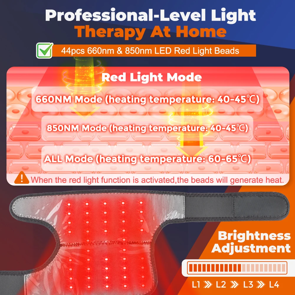 3 In 1 LED Red Light Knee Massager 660 850nm Infrared Therapy Shoulder Elbow Massager Heated Vibration Knee Brace For Arthritis