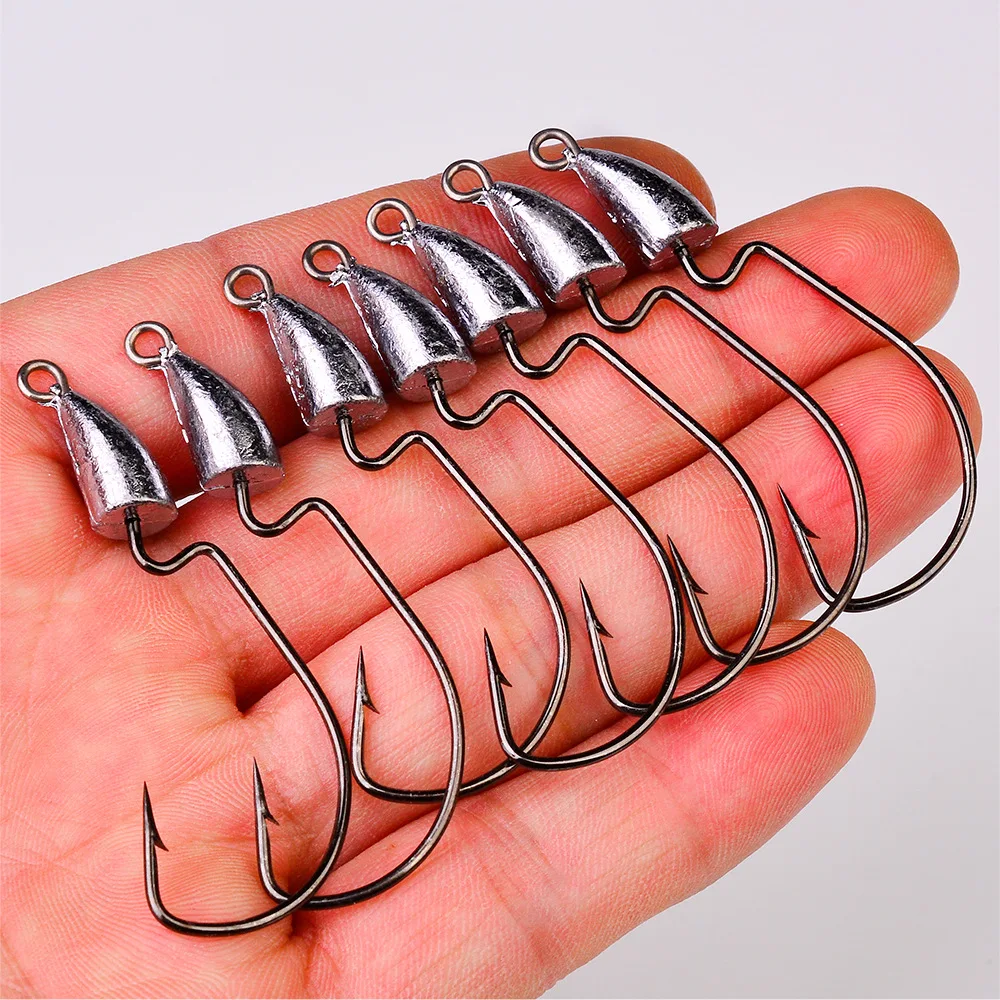  thkfish Bullet Jig Heads Swimbait Hooks Bass Fishing Texas Rig  Hook Saltwater Freshwater Offset Weighted Hook Weedless 1# 5g 10pcs :  Sports & Outdoors