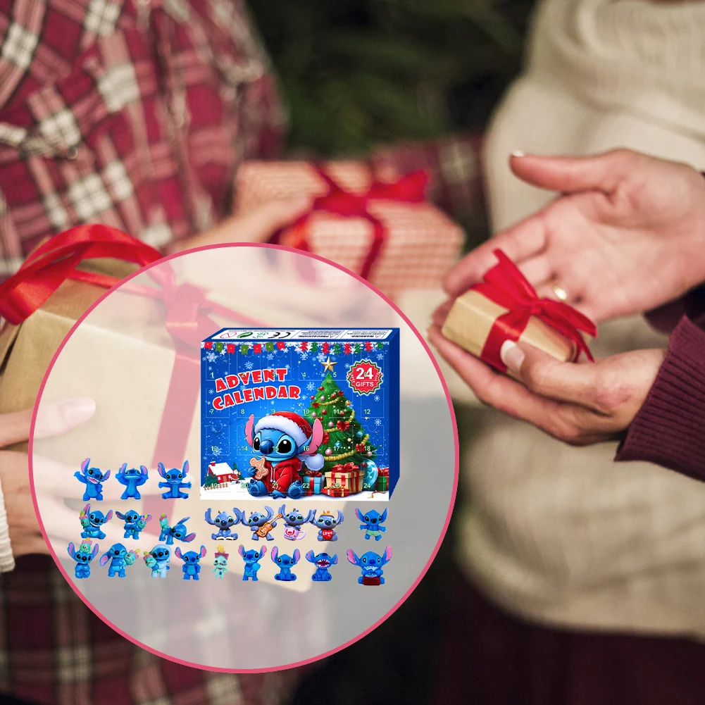 Christmas Countdown Calendar Christmas Stitch Toy Advent Calendar PVC Anime Figure Calendar Box 24 Day Countdown Gift
