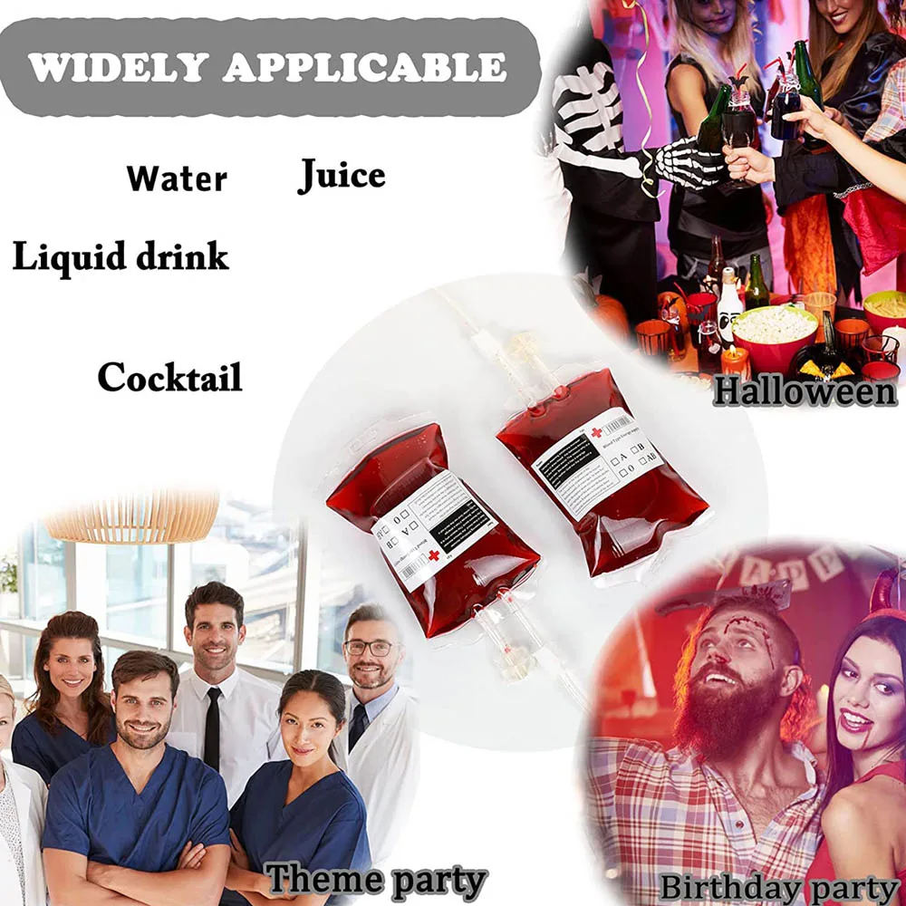 10 Sacchetti Di Sangue Per Halloween - Riutilizzabili In PVC - Con Clip, Etichette E Siringa - Decorazioni Horror Per Feste