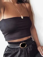 Haut court en coton élastique pour femmes, Camis Sexy, sans manches, débardeur court, Bar, été 2022 5