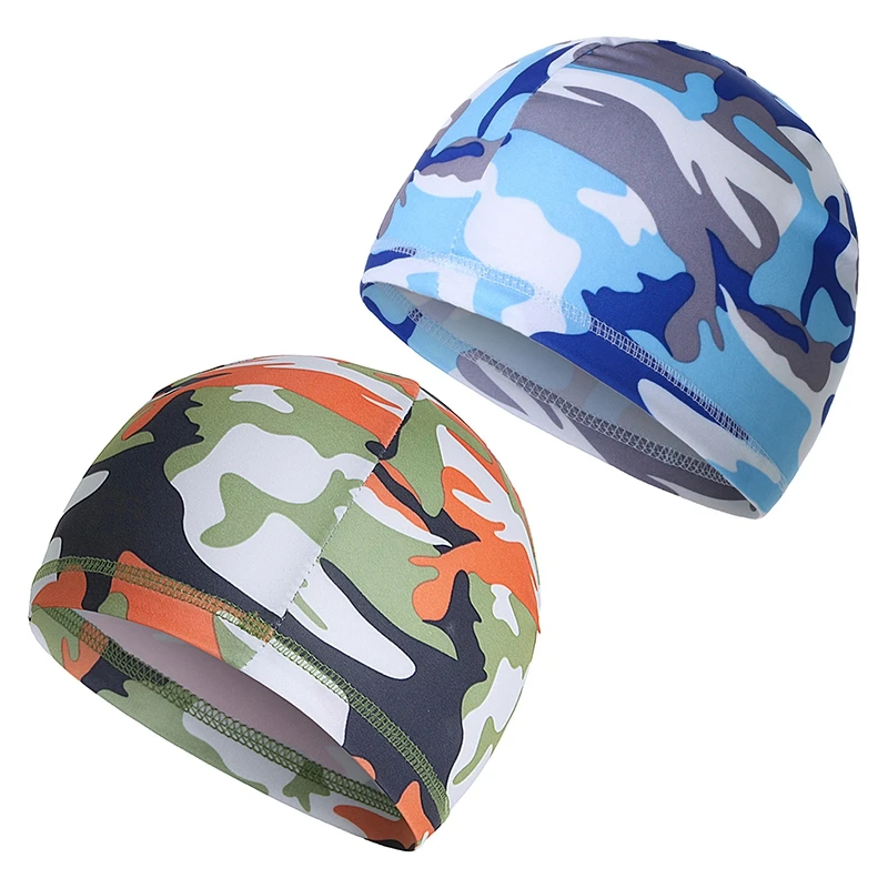 Description Picture 3 of itemSummer Swimming Cap Plus Size Adult Ear Protection Long Hair Cover Outdoor Sports Bathing Caps Brimless Turban Beach Hats Camo
