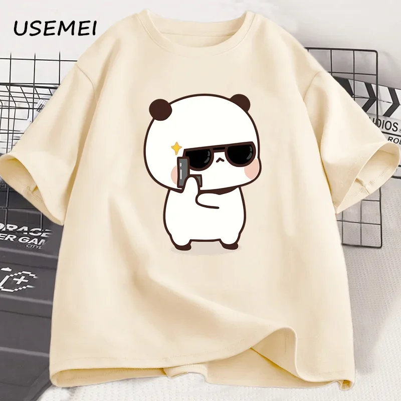 Bubu Dudu Matching Couple T-Shirt - Cute Bear and Panda Design, Cotton Valentine's Gift