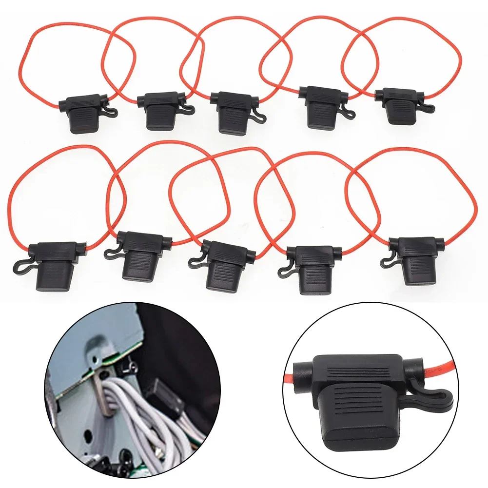 10pcs Waterproof 5-32V Auto Fuse Holder 12AWG Car Blade Fuse 30A Extractor 5-32V Waterproof Holder Block Tap