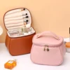 Portable PU Makeup Bag,  Large Waterproof Cosmetic Pouch, Travel Washbag With Handles 1