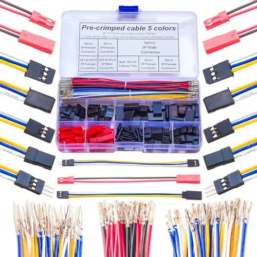 Câbles 22AWG avec connecteurs servo JST-SYP 2.5mm et 2.54mm pour branchements RC.