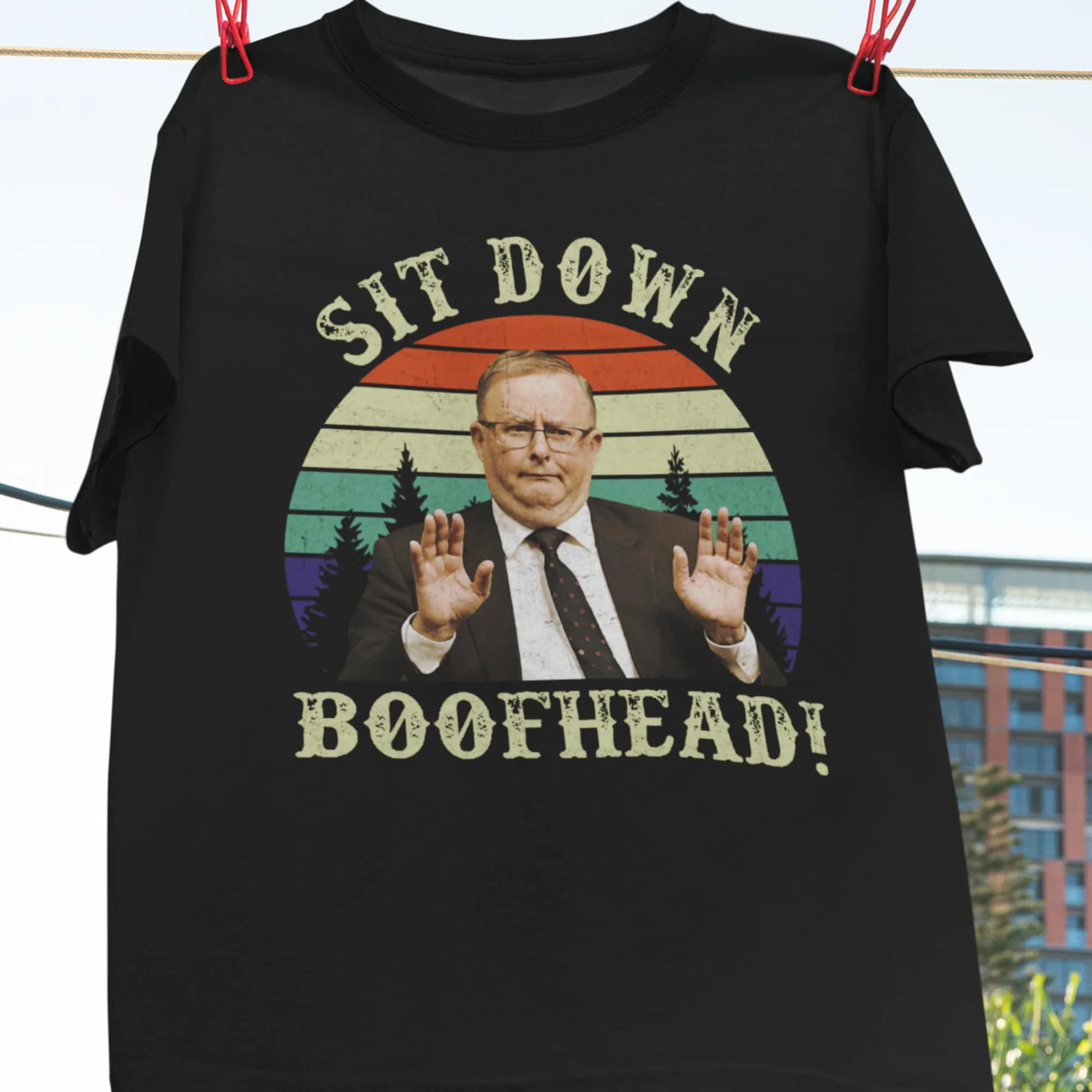 Sit Down Boofhead Vintage T Shirt Australian Polysis Anthony Brankese Mocking