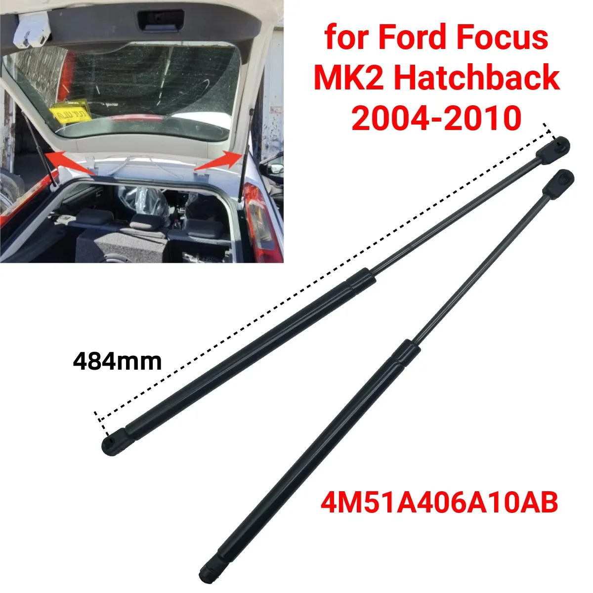Muelle Neumatico Porton Trasero Twilight Garage Par De Amortiguadores De Gas Para Maletero Trasero 4M51A406A10AB Para Focus MK2 Hatchback 2005-2010 Amortiguador Maletero Ford Focus